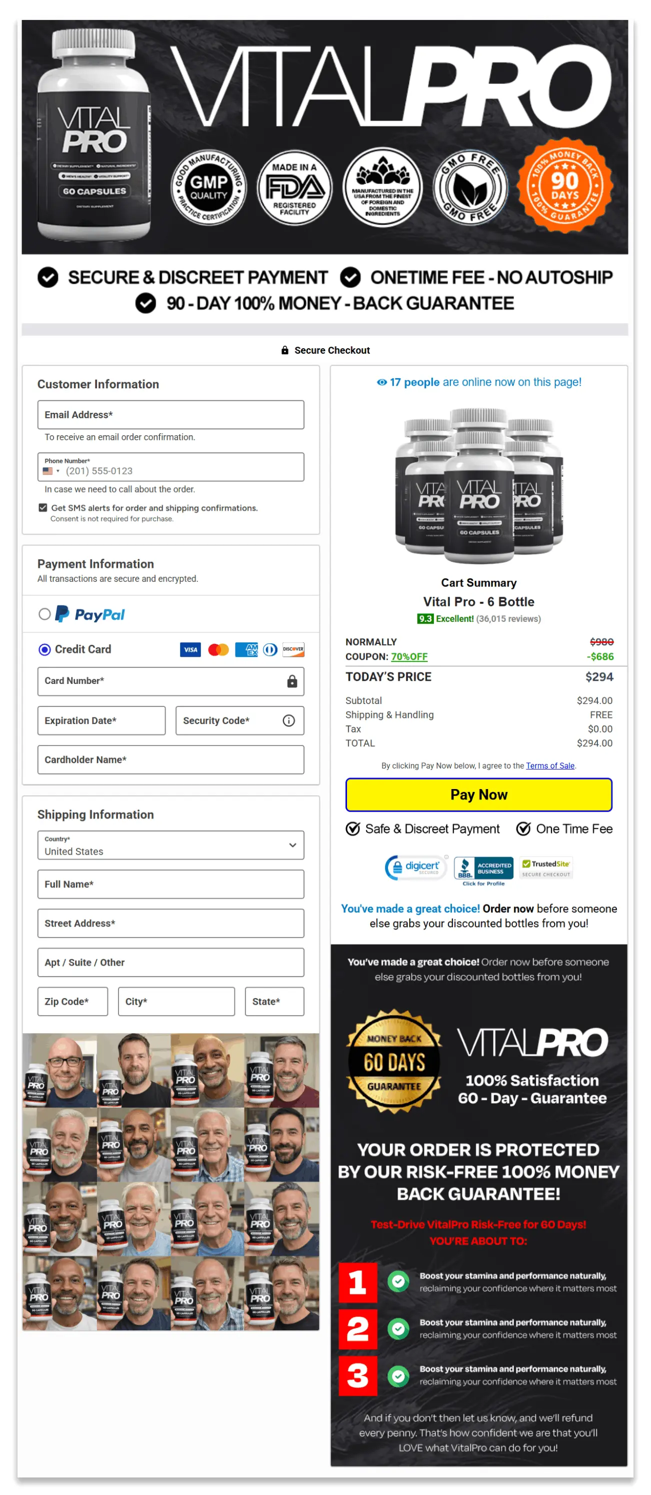 Vital Pro Secure Checkout Page